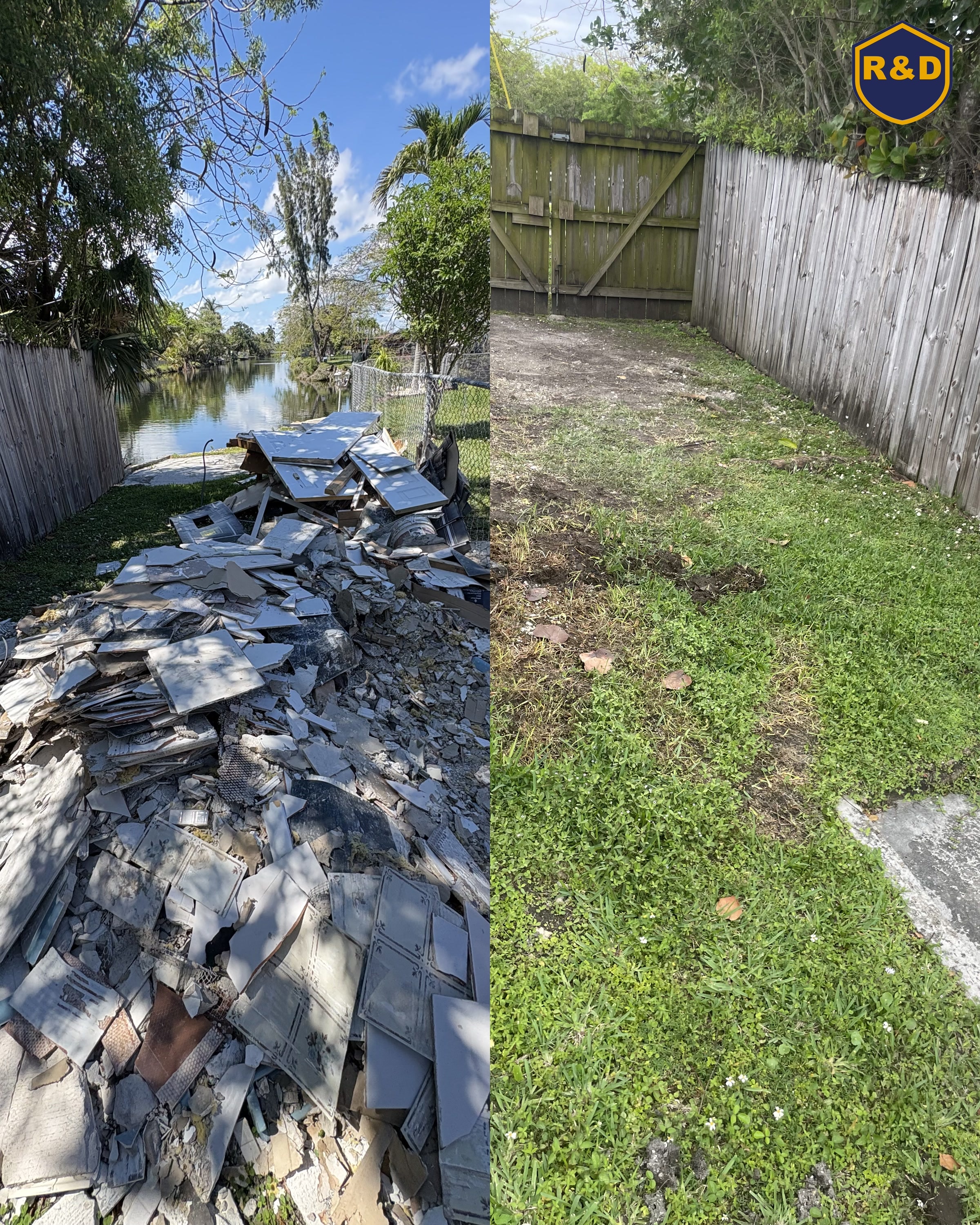 Before and after junk hauling — R&D Trash Disposal South Florida